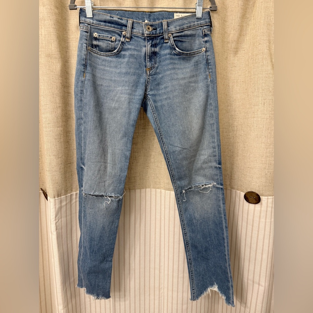Rag & Bone Distressed Light Blue Skinny Jeans